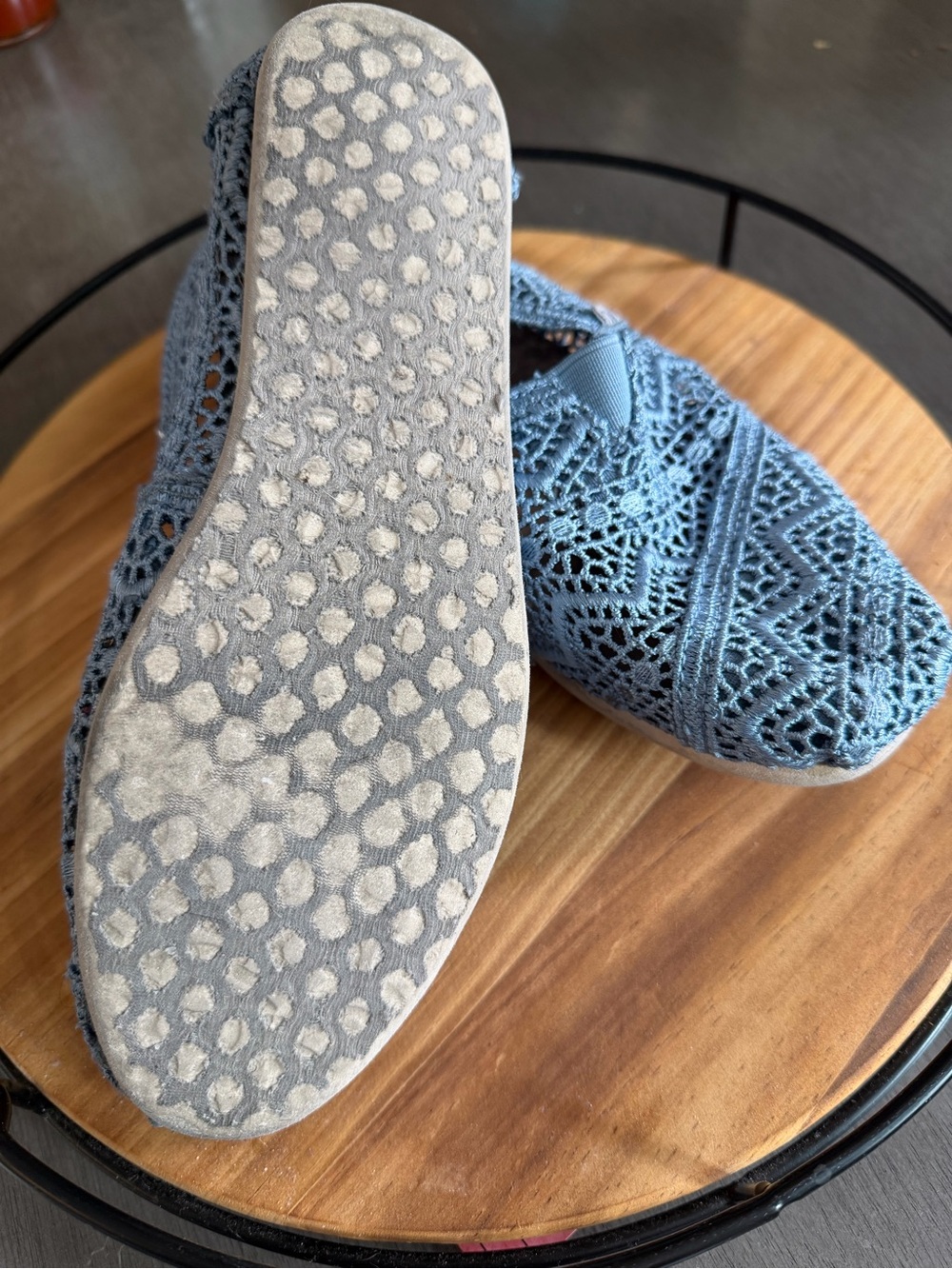 Women’s Blue Crochet Slip-On Flats Toms